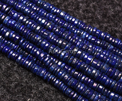 Natural Blue Lapis Lazuli Smooth Heishi Tyre Shape Gemstone Beads,Lapis Wheel Shape Beads ,Lapis Flat Gemstone Beads For Jewelry Making SALE