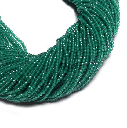 2 mm Beautiful Green Onyx Faceted Rondelle Beads, AAA Green Onyx Beads, Onyx Machine Cut Micro Faceted Beads,13" Strand Green Onyx Bead SALE