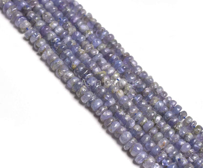 4.5-5 mm Tanzanite Plain Handmade Gemstone Beads,17" Strand Natural Blue Tanzanite Smooth Rondelle Shape Beads, Tanzanite Beads Jewelry SALE