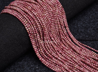 Beautiful Pink Rhodonite Micro Faceted Rondelle Gemstone Beads,3 mm Natural Rhodonite Beads, Rare Rhodonite Machine Cut Center Drill Beads
