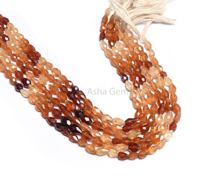 Beautiful Hessonite Garnet Faceted Drops Beads, Natural Hessonite Shaded Teardrop Straight Drill Gemstone garnet Beads Jewelry Makings Craft (AG 18491)