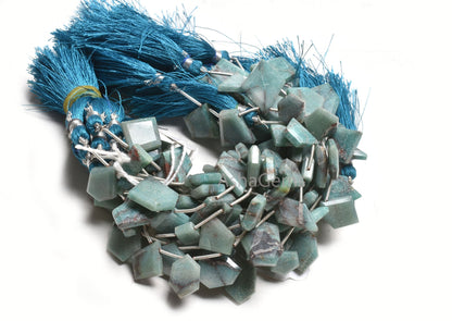 Beautiful Blue Chrysocolla Uneven Slice Side Drill Gemstone Beads,10-17mm Natural Chrysocolla Bead, Chrysocolla Fancy Faceted Beads Jewelry