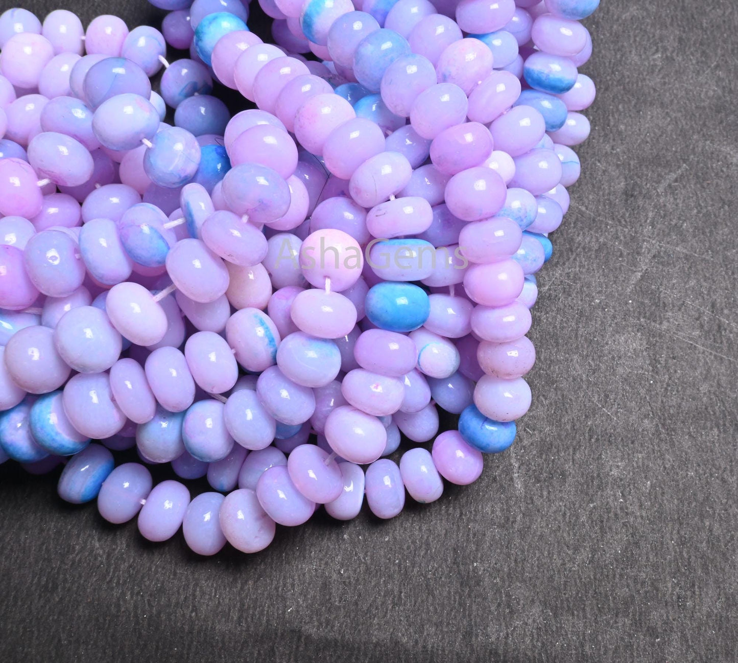 AAA Lavender Blue Opal Smooth Rondelle Beads,16" Strand Shaded Blue Lavender Opal Plain Handmade Gemstone Loose Bead Blue Opal Beads Jewelry