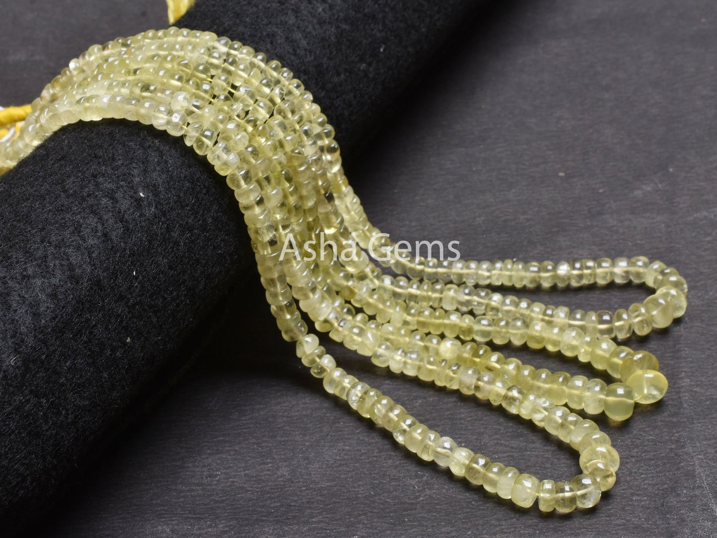 18" Strand Natural Lemon Quartz Smooth Gemstone beads, Lemon Yellow Quartz Plain Handmade Rondelle Beads, Lemon Beads Jewelry Making Crafts