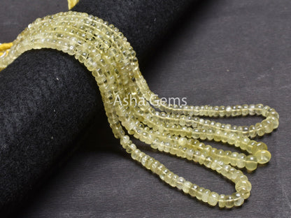 18" Strand Natural Lemon Quartz Smooth Gemstone beads, Lemon Yellow Quartz Plain Handmade Rondelle Beads, Lemon Beads Jewelry Making Crafts