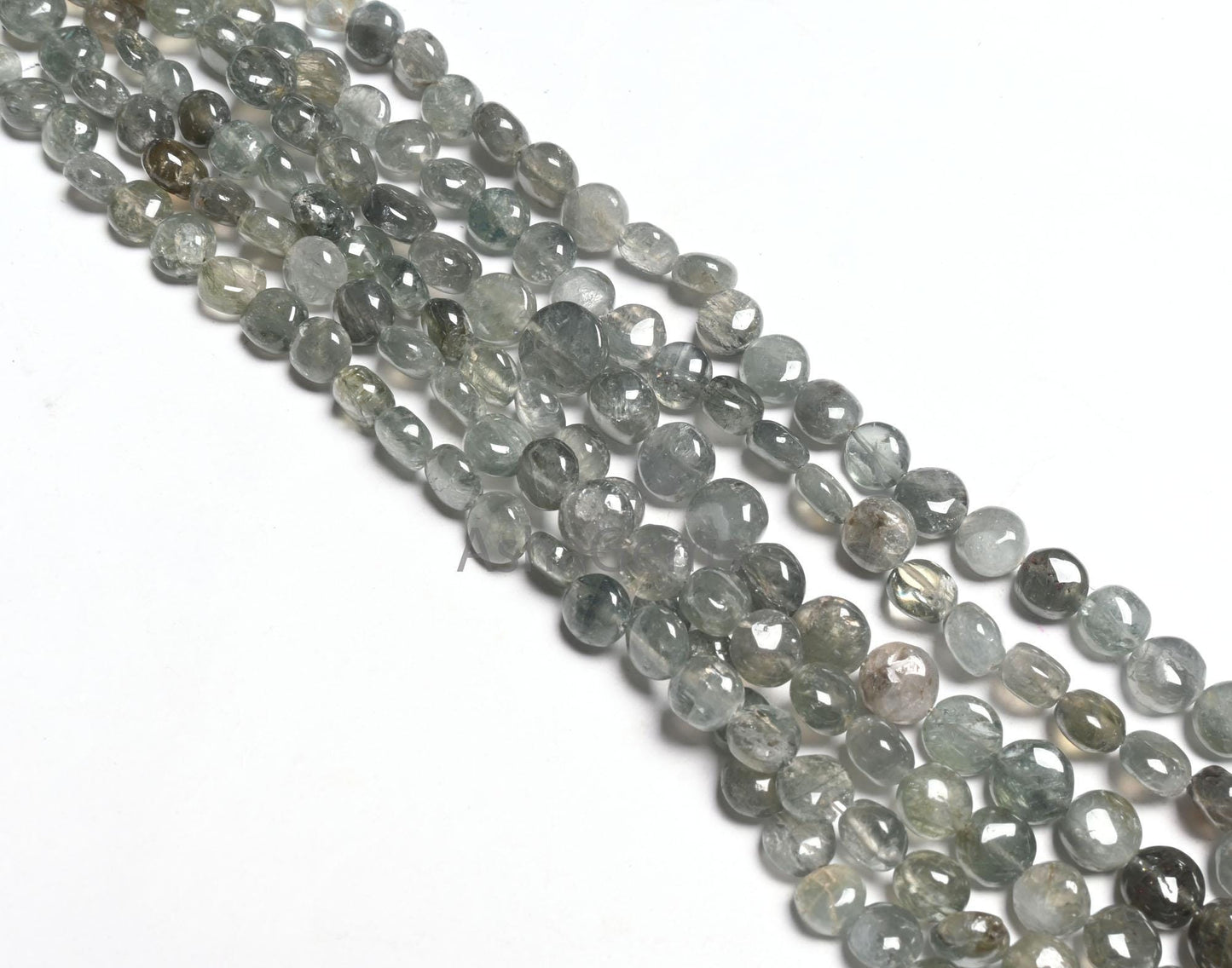 Natural Aquamarine Smooth Coin shape Gemstone Loose Beads,8" Rare Moss Aquamarine  Plain Coin Handmade Aquamarine Beads Jewelry Making Craft