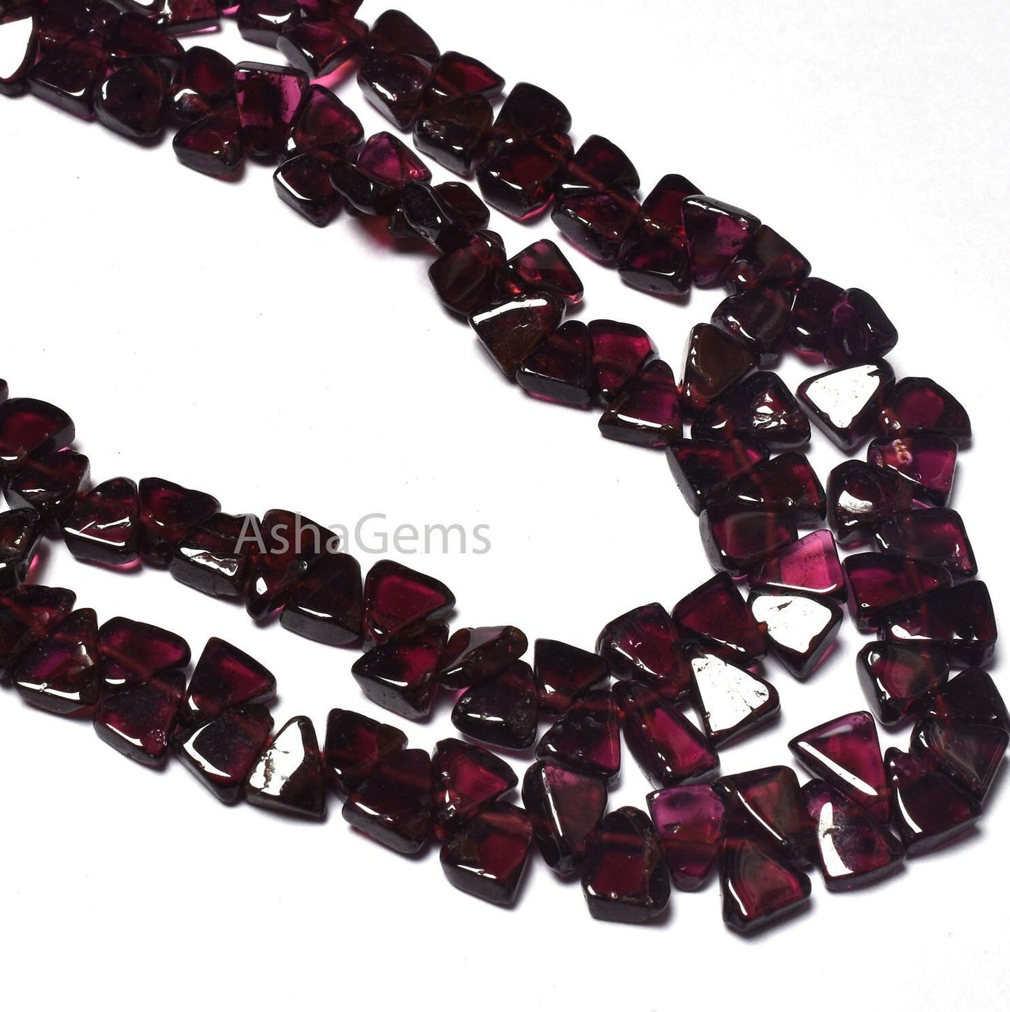 13" Strand Natural Garnet smooth Triangle shape Gemstone beads, red garnet plain handmade flat trillion Beads Garnet side drill Bead Jewelry