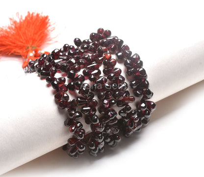 Red Garnet Smooth Drop Shape Gemstone Beads,8" Strand Natural Garnet Plain Handmade Uneven Teardrop Beads Garnet Jewelry making Craft SALE