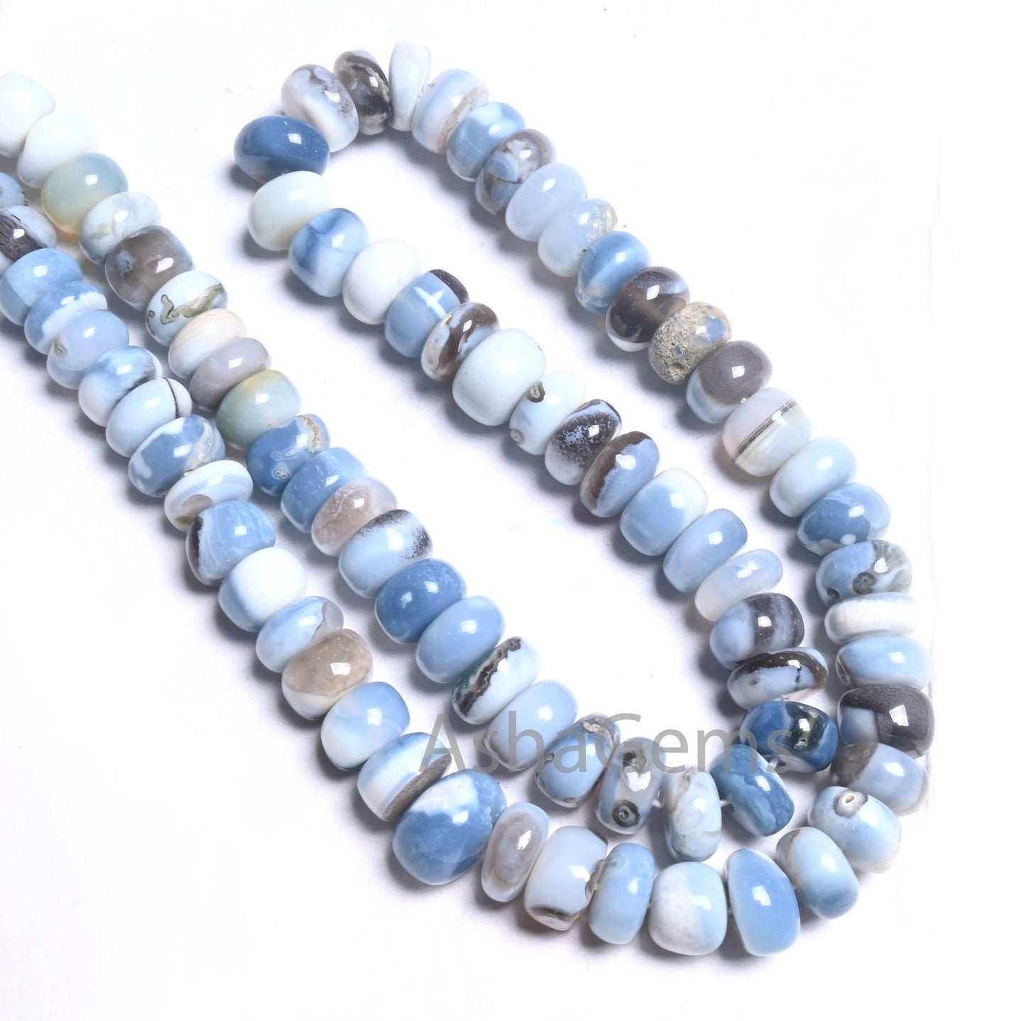 Blue Boulder Opal Smooth Rondelle Shape Gemstone Beads, Fine Blue Opal Beads Strand Boulder Opal Plain Handmade Gemstone Beads Jewelry SALE  (AG 12319)