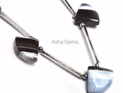 Beautiful Boulder Opal Fancy Heart Wing Shape Beads, Blue Boulder Opal Fancy 3 Corner Heart Side Drill Beads, Opal Bead Jewelry Making Craft