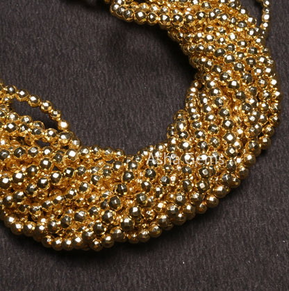 Beautiful Golden Pyrite Rondelle Indian Machine Cut Beads, Fine Quality Yellow Gold Pyrite Faceted Gemstone Loose Beads, Pyrite Bead Jewelry
