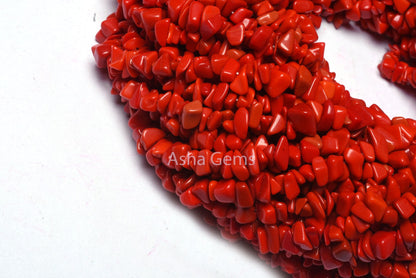 34 inch Strand Red Stone Uncut Chips Beads gemstone Smooth Raw Rough Beads, Fine Quality Red Stone Beads Uneven For Necklace Jewelry Making