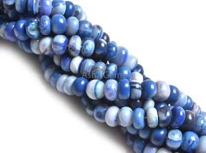 Beautiful Indigo Blue Opal Smooth Rondelle Beads,16" Strand Shaded Blue Opal Plain Handmade Gemstone Beads, Fine Opal Beads Jewelry Makings