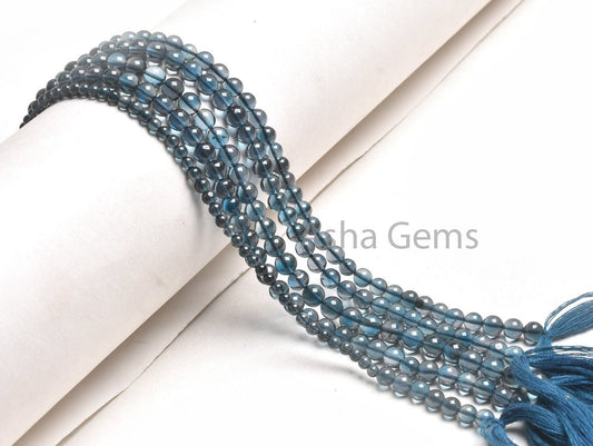 Genuine London Blue Topaz Smooth Round Shape Gemstone Beads,10"Strand Blue Topaz Bead, AAA London Blue Topaz Round Ball Beads Jewelry making
