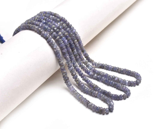4.5-5 mm Tanzanite Plain Handmade Gemstone Beads,17" Strand Natural Blue Tanzanite Smooth Rondelle Shape Beads, Tanzanite Beads Jewelry SALE