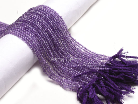 3.2 mm Purple Amethyst Micro Cut Gemstone Beads, AAA Amethyst beads, Natural African Amethyst Machine Cut Rondelle Beads Jewelry Craft SALE