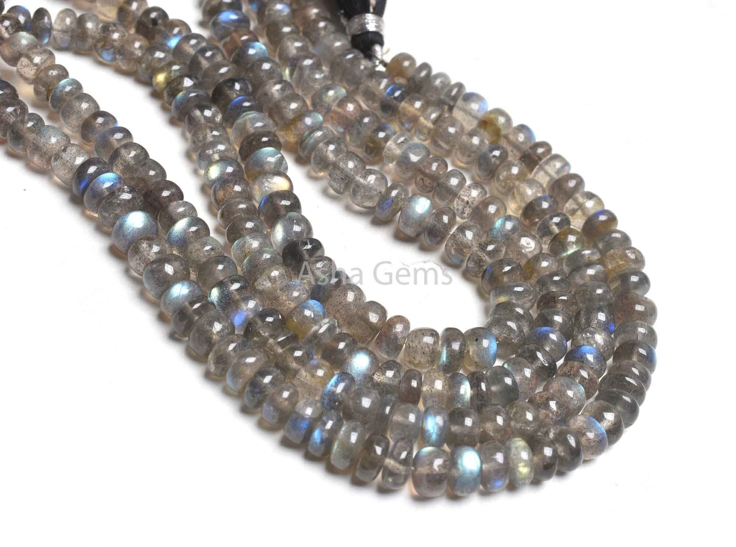 Natural Fire Labradorite Smooth Rondele Shape Beads,10" Strand Black Rainbow Bead AAA Labradorite Plain Handmade Rondelle Beads Jewelry Sale