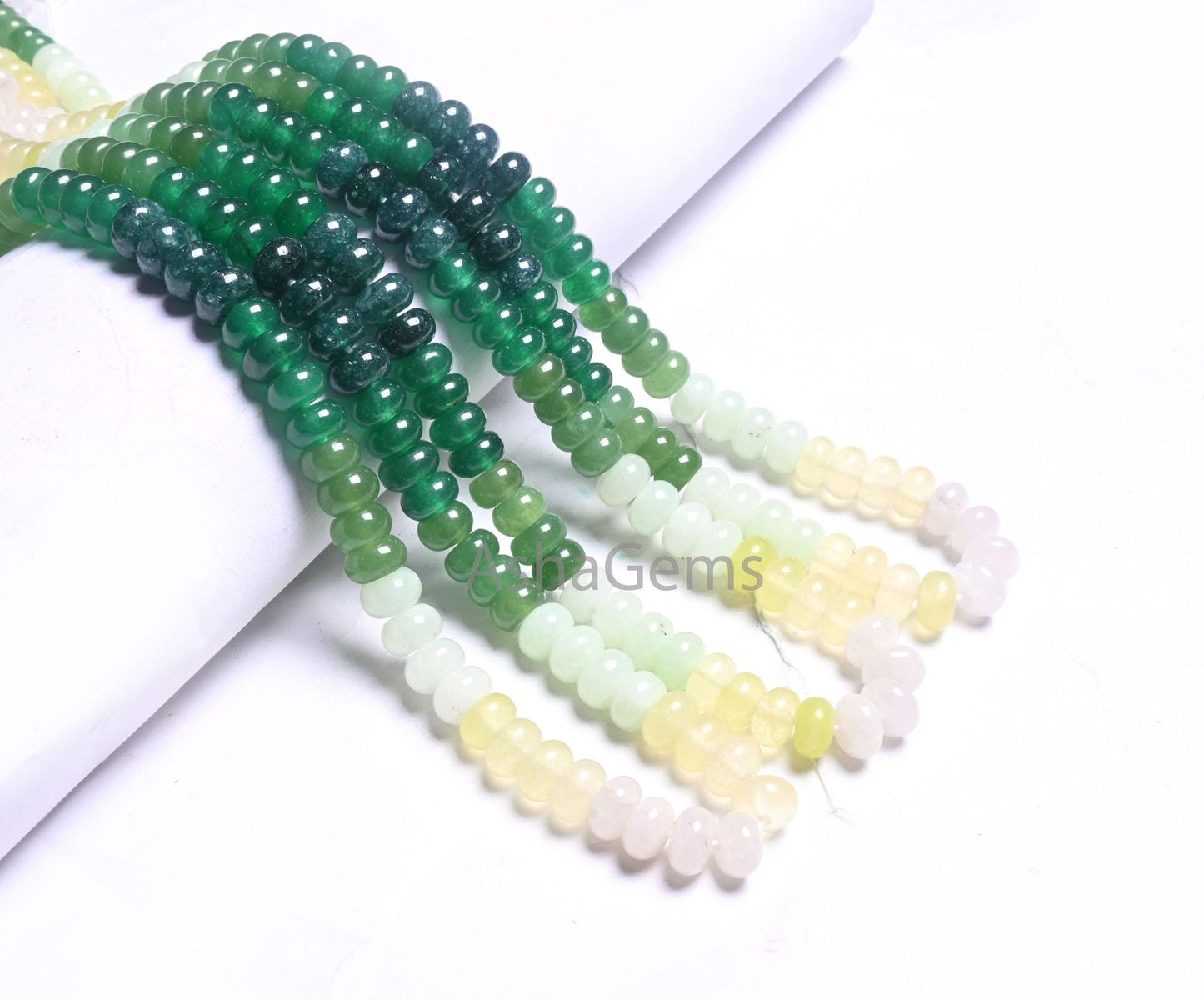 AAA Quality Mix Quartz Smooth Rondelle Beads,8 mm Shaded Army Green Multi Color Gemstone Roundelle Jade Quartz Beads Jewelry Craft Necklace (AG 12309 )