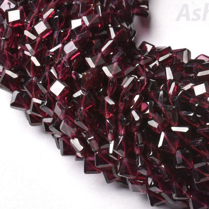 Natural Garnet Faceted Fancy Shape Beads, Red Garnet Flat Square Fancy Drill Gemstone Beads,12 Inch Garnet Beads For Jewelry Making Craft