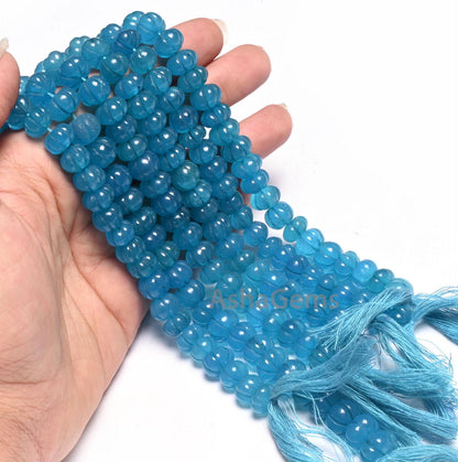 Beautiful Blue Quartz Carving Watermelon Beads, Blue Sapphire color Quartz Carved Pumpkin Bead Handmade Carve Rondelle Gemstone Bead Jewelry