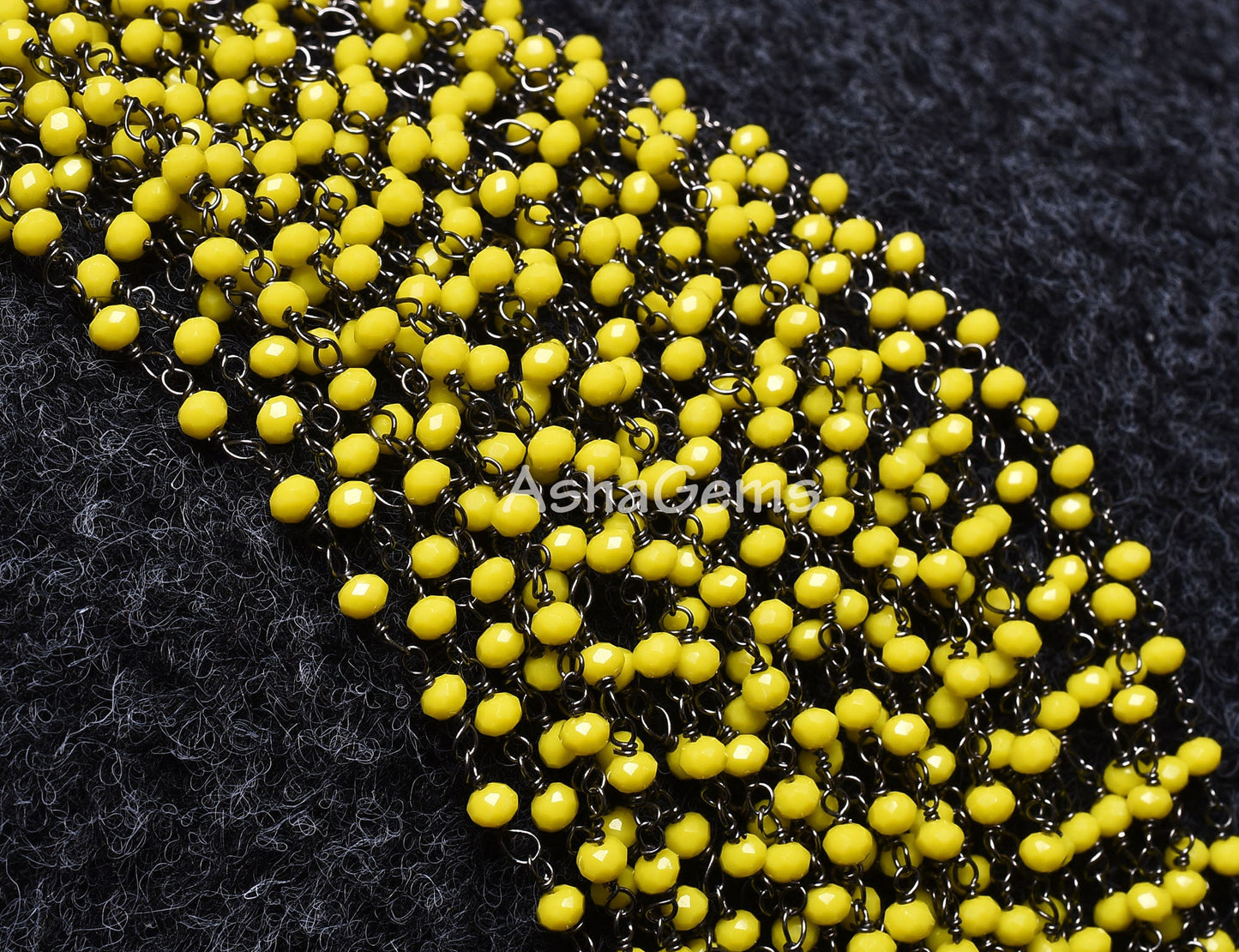 Rosary Chain, Beautiful Yellow Jasper Hydro Faceted Rondelle Beaded handmade Rosary Chain,3 mm Gunmetal Wire Wrap Chain Jewelry Making Craft