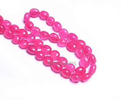 Fine Quality Hot Pink Quartz Smooth Oval Gemstone Beads,7/15" Strand Pink Quartz Plain Oval Handmade Quartz Beads Jewelry Making Crafts Sale