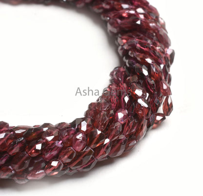 Fine Pink Garnet faceted Indian Cut Oval Handmade Gemstone beads, Natural Garnet Oval Briolette Hand cut Straight Drill bead Jewelry Crafts
