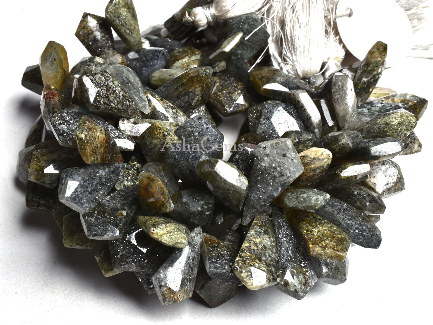 Beautiful Black Sunstone Fancy Shape Beads,7.5"Strand Rare Green Black Sunstone Faceted Fancy Beads, Natural Sunstone Faceted Briolette SALE