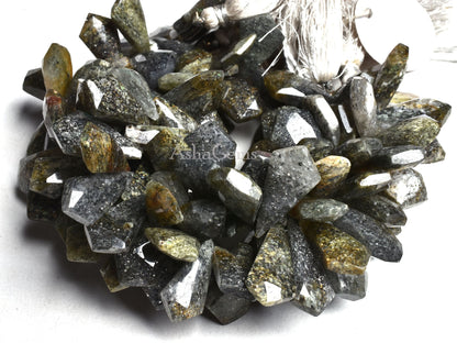 Beautiful Black Sunstone Fancy Shape Beads,7.5"Strand Rare Green Black Sunstone Faceted Fancy Beads, Natural Sunstone Faceted Briolette SALE