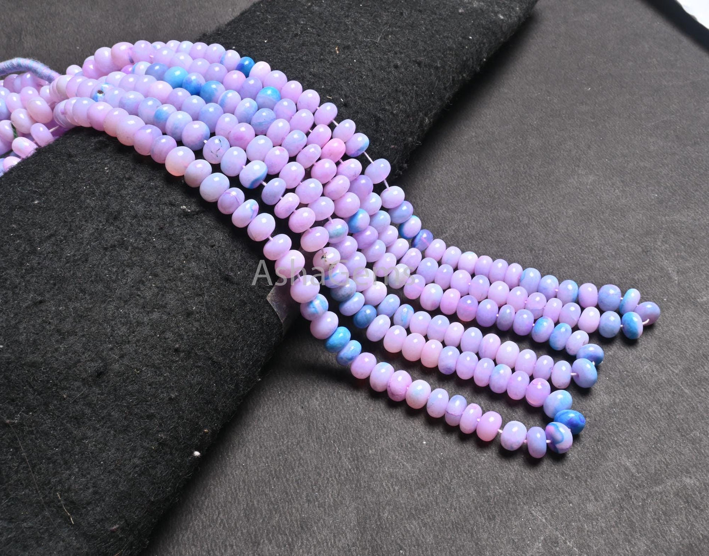 AAA Lavender Blue Opal Smooth Rondelle Beads,16" Strand Shaded Blue Lavender Opal Plain Handmade Gemstone Loose Bead Blue Opal Beads Jewelry