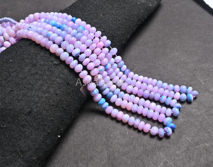AAA Lavender Blue Opal Smooth Rondelle Beads,16" Strand Shaded Blue Lavender Opal Plain Handmade Gemstone Loose Bead Blue Opal Beads Jewelry