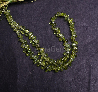 Beautiful Peridot Smooth Tiny Drops Shape Gemstone Beads, Natural Green Peridot Plain Handmade Uneven Teardrop Side Drill Beads Jewelry SALE