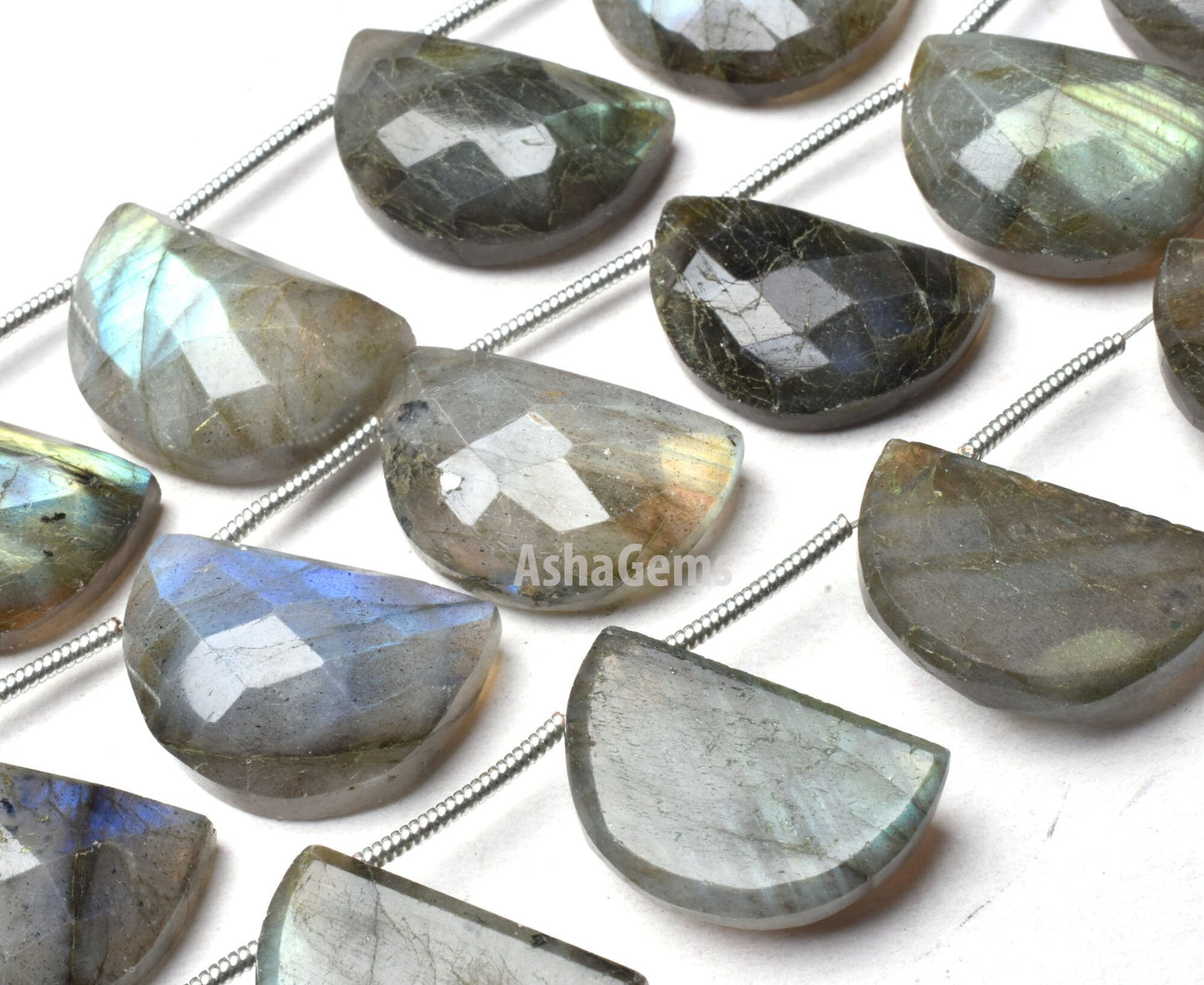 Natural Labradorite Faceted Fancy Shape Beads,8" Strand Multi Flash labradorite Smooth Table D Shape Beads, Black Rainbow Faceted Beads SALE