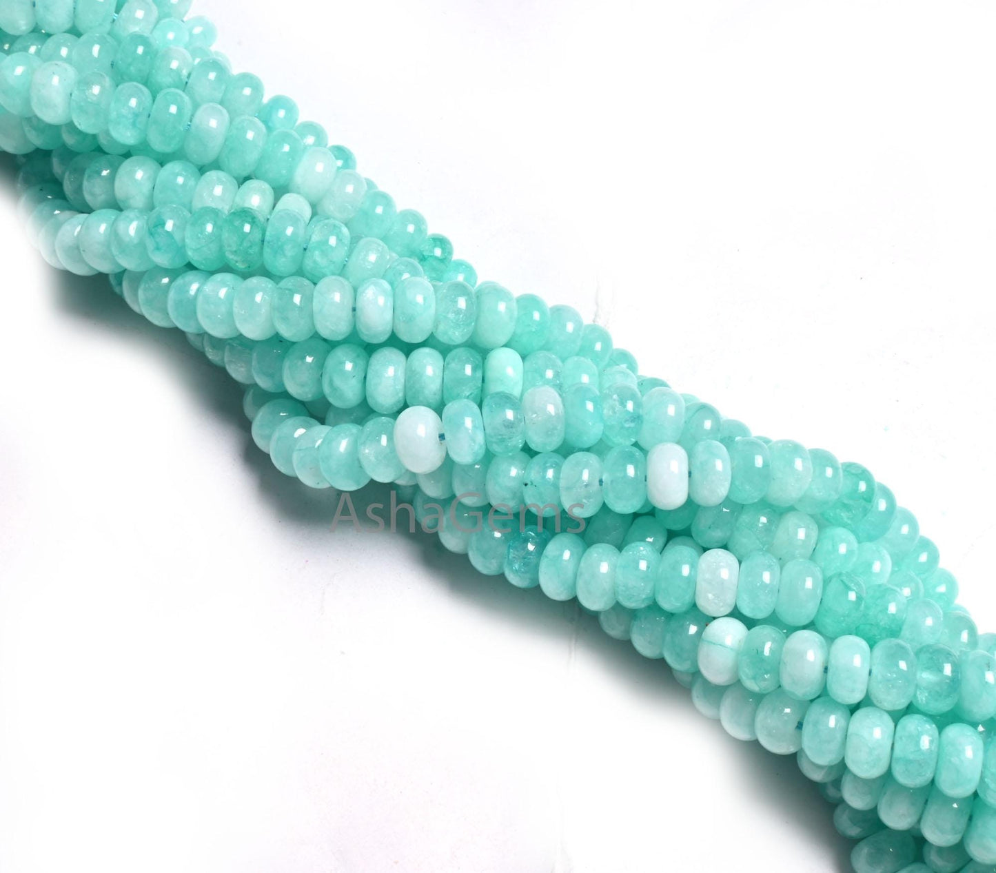 Fine Quality Peru Blue Color Jade Quartz Smooth Rondelle Gemstone Loose Beads,8 mm Neon Sky Blue Quartz Beads Jewelry making Necklace Crafts