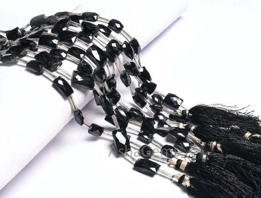 AAA Quality Black Spinel Rectangle Shape Gemstone Beads, Natural Spinel fancy Chicklet Faceted Straight Drill Black Spinal Bead Jewelry SALE (18603)