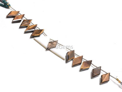 Natural Tiger Eye Fancy Rhombus+ 2 Piece White Agate Trillion Shape Faceted Beads, Multi Color Side Drill Fancy Gemstone Loose Beads Jewelry