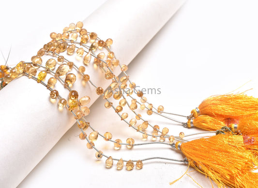 Natural Citrine Faceted Drops Shape Gemstone Beads, Fine Quality Yellow Citrine Teardrop Citrine Drops Briolette Jewelry Making Crafts SALE