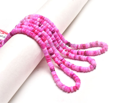 Beautiful Hot Pink Opal Smooth Tyre Gemstone Beads, Shaded Pink Opal Plain Handmade Wheel Shape Beads,16"Opal Bead Jewelry Making Craft SALE