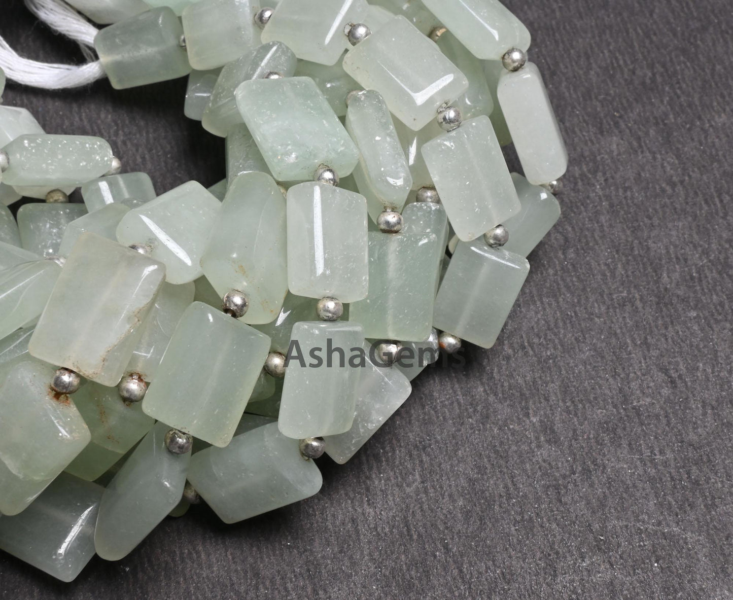 Light Green Aventurine Smooth handmade Rectangle Shape Beads,9" Fine Aventurine Chicklet Straight Drill Gemstone Margaj Beads Jewelry Crafts