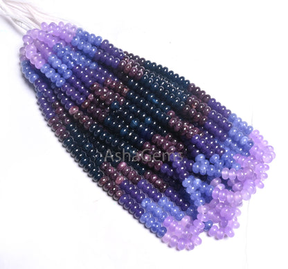 Beautiful Multi Blue Jade Quartz Smooth Rondelle Gemstone Beads,8 mm Disco Shaded Blue Brown Lavender Color Quartz Bead Jewelry making Craft (AG 12306)