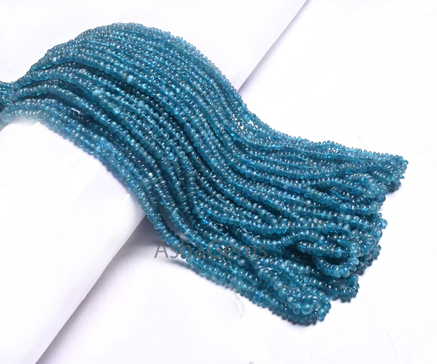 Beautiful Neon Blue Apatite Smooth Handmade Rondelle Gemstone Loose Beads,16" Neon Apatite Bead, Blue Apatite Bead Jewelry making Craft SALE