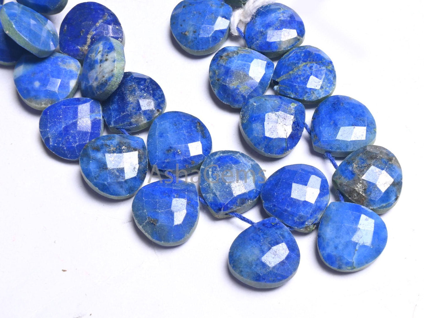 11 mm Natural Lapis Lazuli Faceted Heart Beads,7" Blue Lapis Heart Briolette Side Drill Gemstone Beads, Lapis Bead Jewelry Making Craft SALE (AG 18689 )