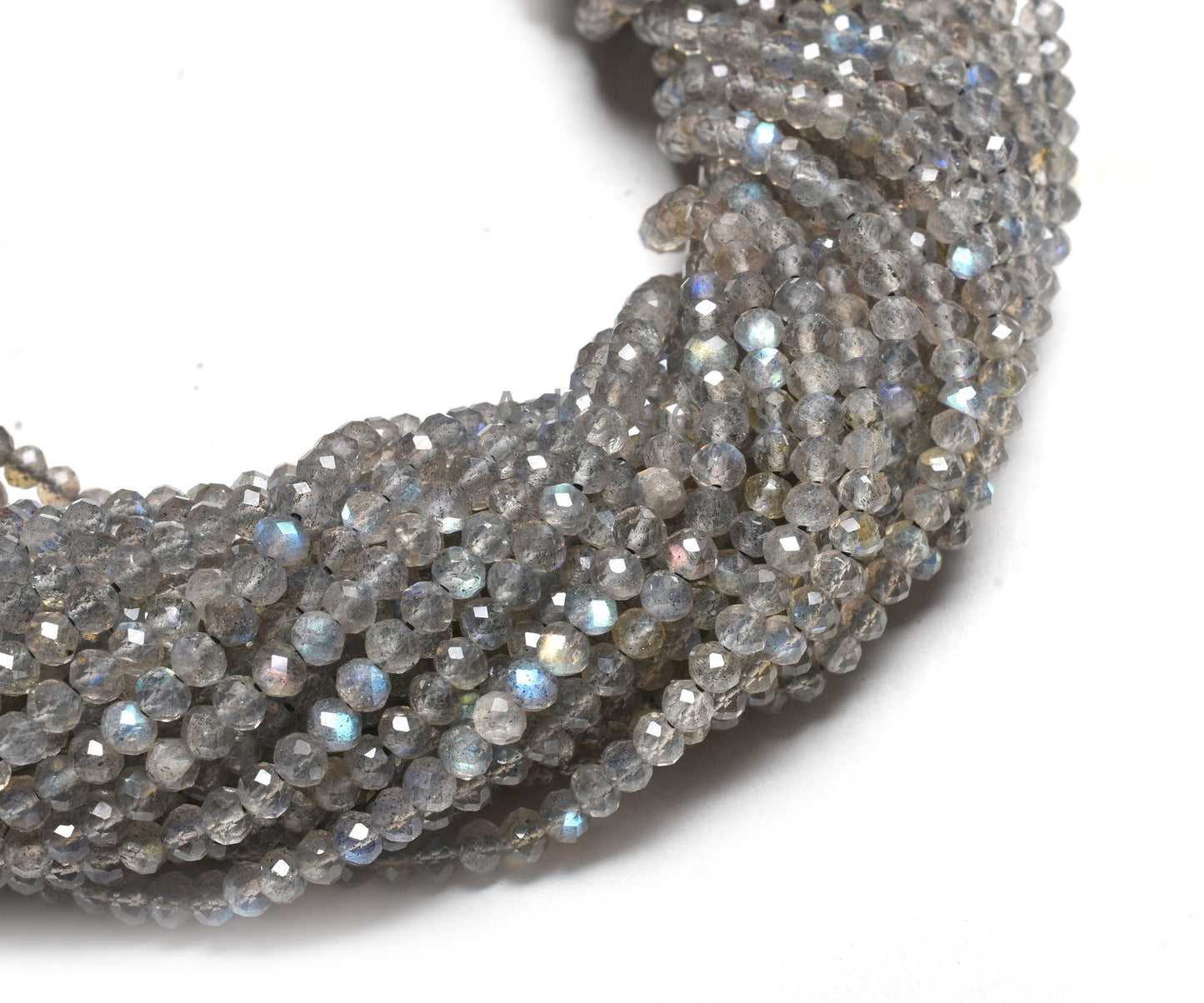 AAA Labradorite Faceted Beads,3.70 ,4 mm Natural Blue Fire Labradorite Micro Cut Rondelle Beads Black Rainbow Machine Cut Bead Jewelry SALE (15533)