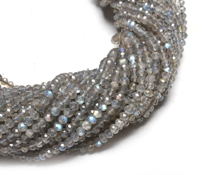 AAA Labradorite Faceted Beads,3.70 ,4 mm Natural Blue Fire Labradorite Micro Cut Rondelle Beads Black Rainbow Machine Cut Bead Jewelry SALE (15533)