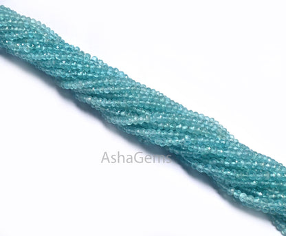 Beautiful Sky Blue Apatite Micro Cut Gemstone Beads, AAA Natural Apatite Faceted Rondelle Shape Apatite Beads Necklace Jewelry Making Crafts