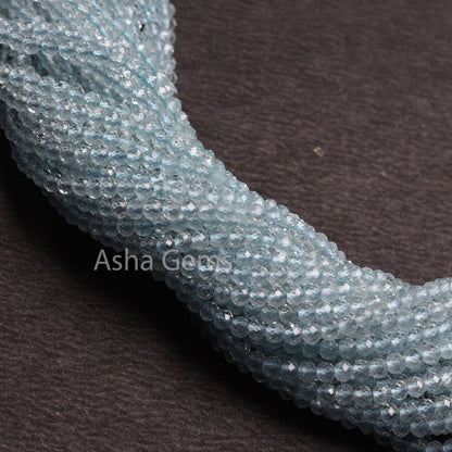 13" Strand AAA Sky Blue Topaz Machine Cut Faceted Beads,2.75 mm Natural Topaz Micro Cut Gemstone Beads, Real Sky Topaz Bead For Jewelry SALE