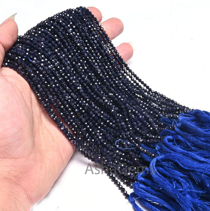 Beautiful Blue Sunstone Faceted Micro Cut Rondelle Shape Beads, Blue Sunstone Machine Cut Gemstone Beads, Sunstone Bead Jewelry Making Craft