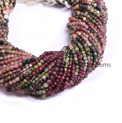 Natural Multi Tourmaline Smooth Round Shape Gemstone Beads,15" Strand Tourmaline Round ball Bead, Tourmaline Beads Jewelry Making Craft SALE
