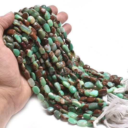 Fine Quality Bio Chrysoprase Smooth Nugget Shape Beads, Shaded Chrysoprase Handmade Tumble Gemstone Beads, Natural Chrysoprase Beads Jewelry