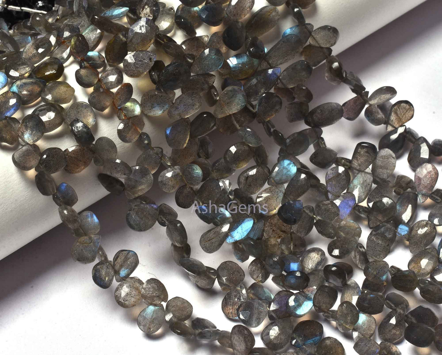 AAA Quality Blue Fire Labradorite Faceted pears Shape Beads,7.5"Strand labradorite Beads, Natural Black Rainbow Teardrop Beads Jewelry Craft